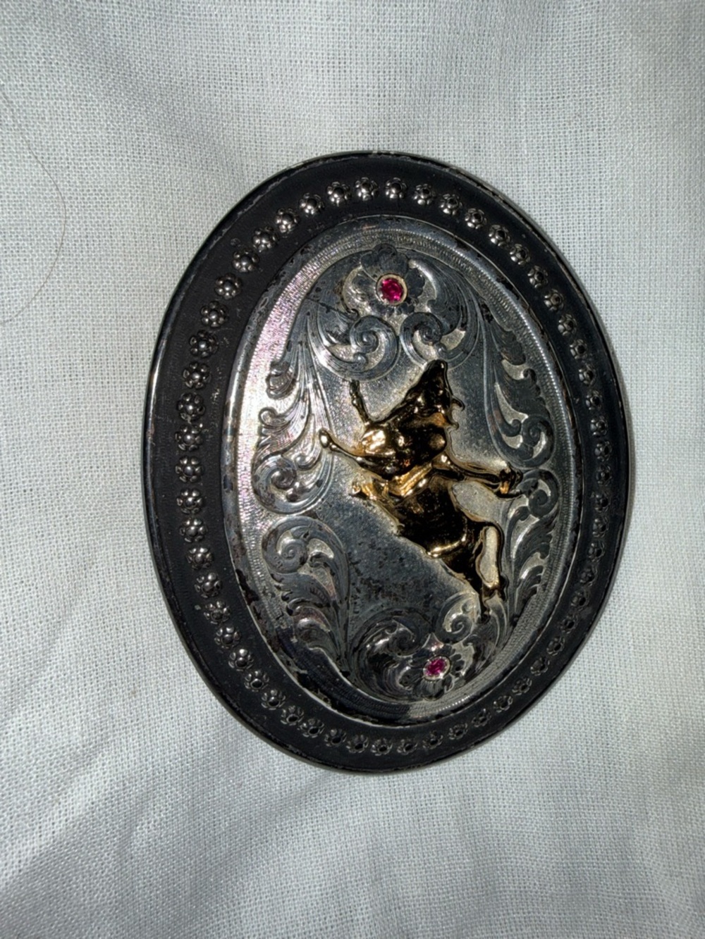Vintage Western Cowboy Cameo Belt Buckle